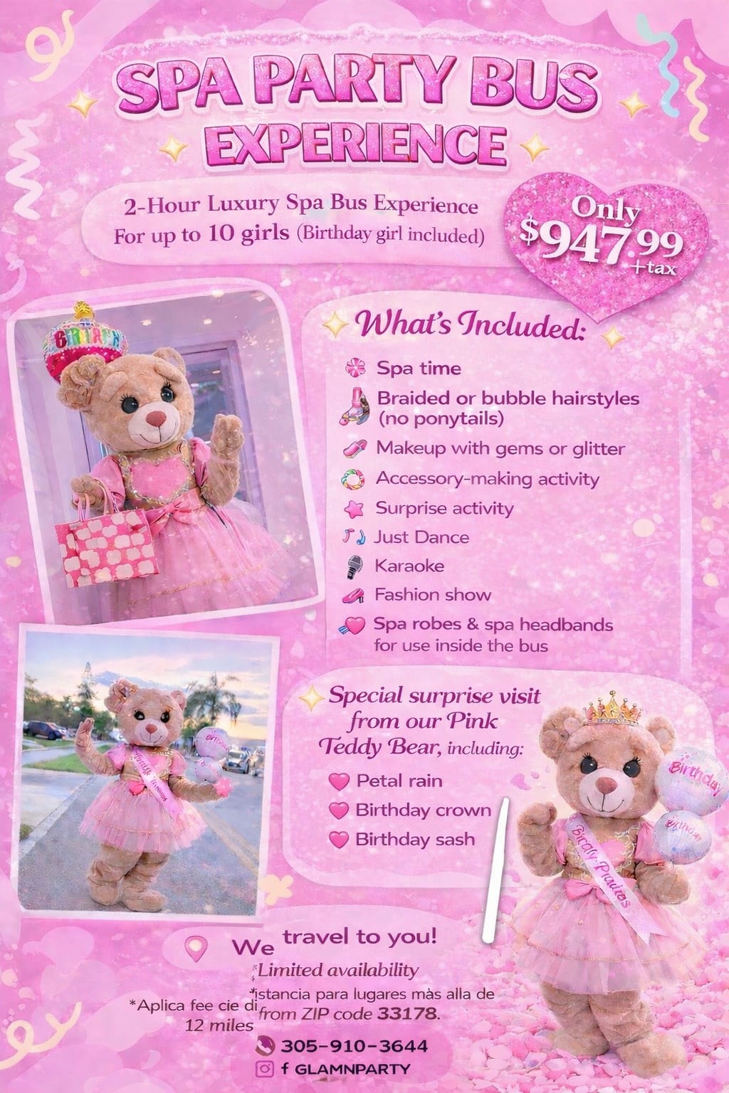 Cute Bear & Spa Party Package — Glam N' Party Miami