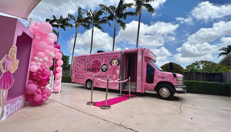 Glam N' Party mobile spa party bus experience for girls in Miami